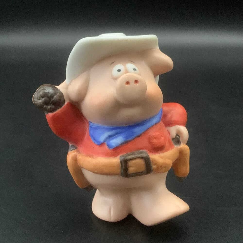 1982 Hallmark "Snortles" Porcelain Cowboy Pig Figurine